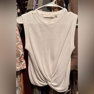 White Viscose Twist Tank Top